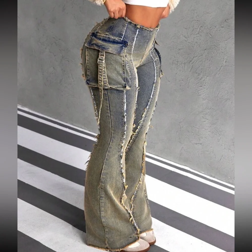 Y2K Women’s Olive Toned Distressed Vintage Jeans- 8/10 - Picture 7 of 7